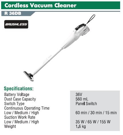 HIKOKI R36DB CORDLESS VACUUM CLEANER