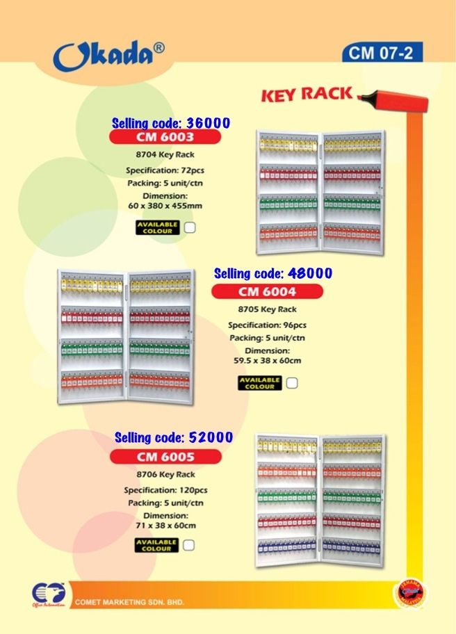 KEY RACK / HOLDER (72 - 120 KEYS) /COMET /Key Rack /Kay Holder