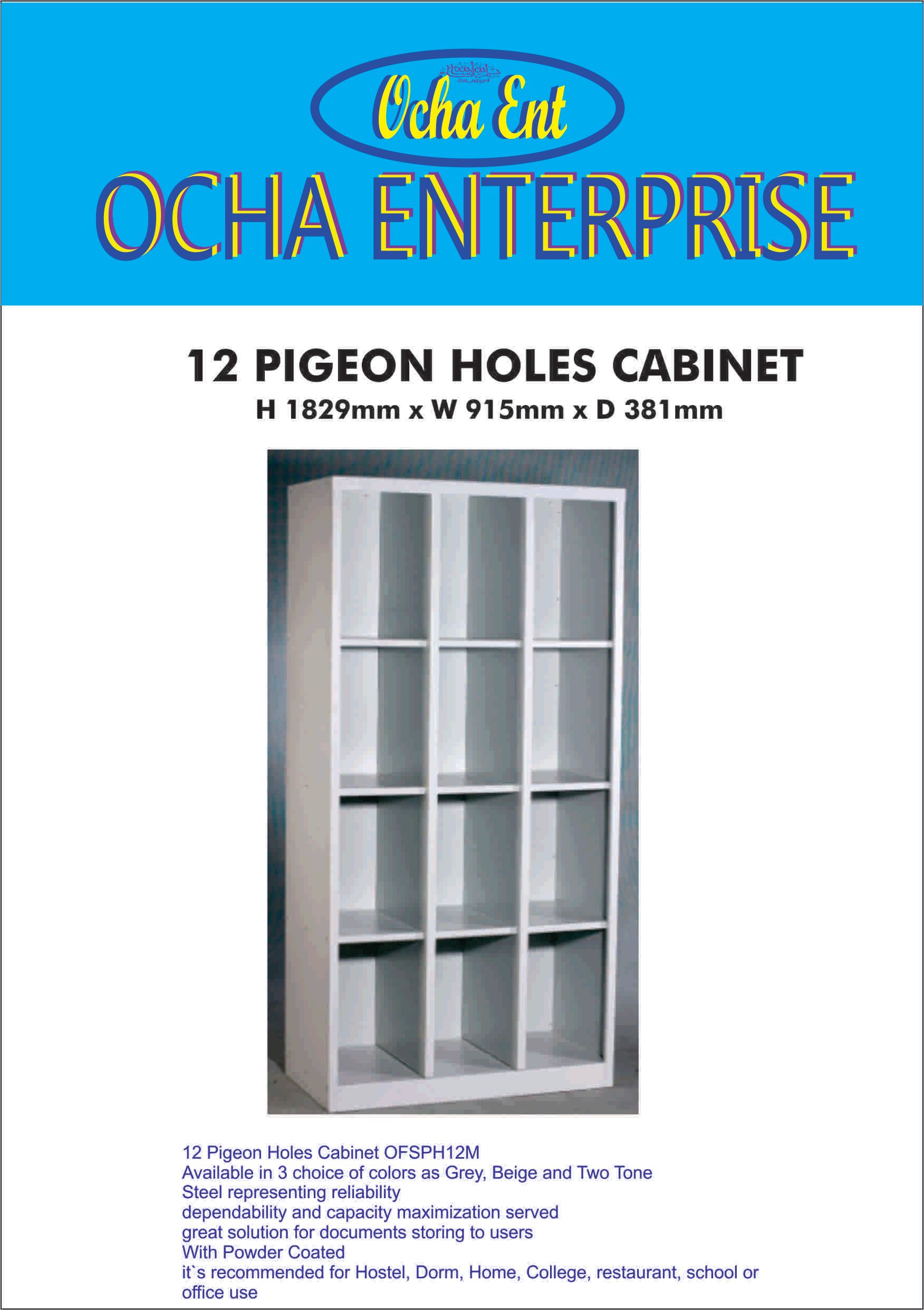 QS 12 Pigeon Hole Steel Cabinet Size 915W x 381D x 1828H (MM) STEEL