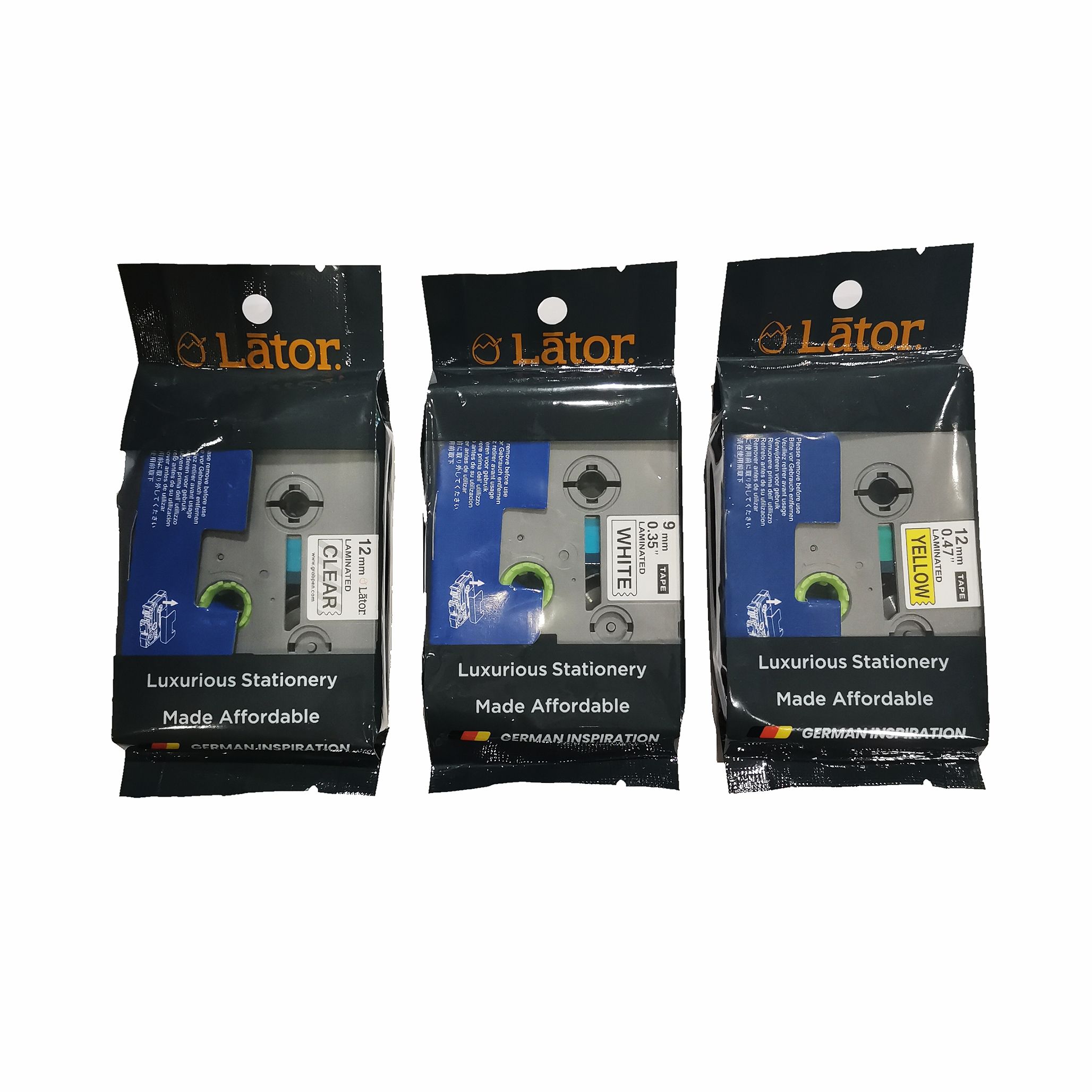 LATOR BROTHER TAPE LZE-131 BK/CR 12MM/ LZE-221 BK/WH 9MM/LZE-231 BK/WH 12MM/LZE-631 BK/YW 12MM