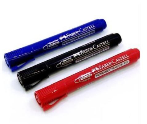 Faber-Castell Refillable Permanent Marker P20 - Black/Blue/Red