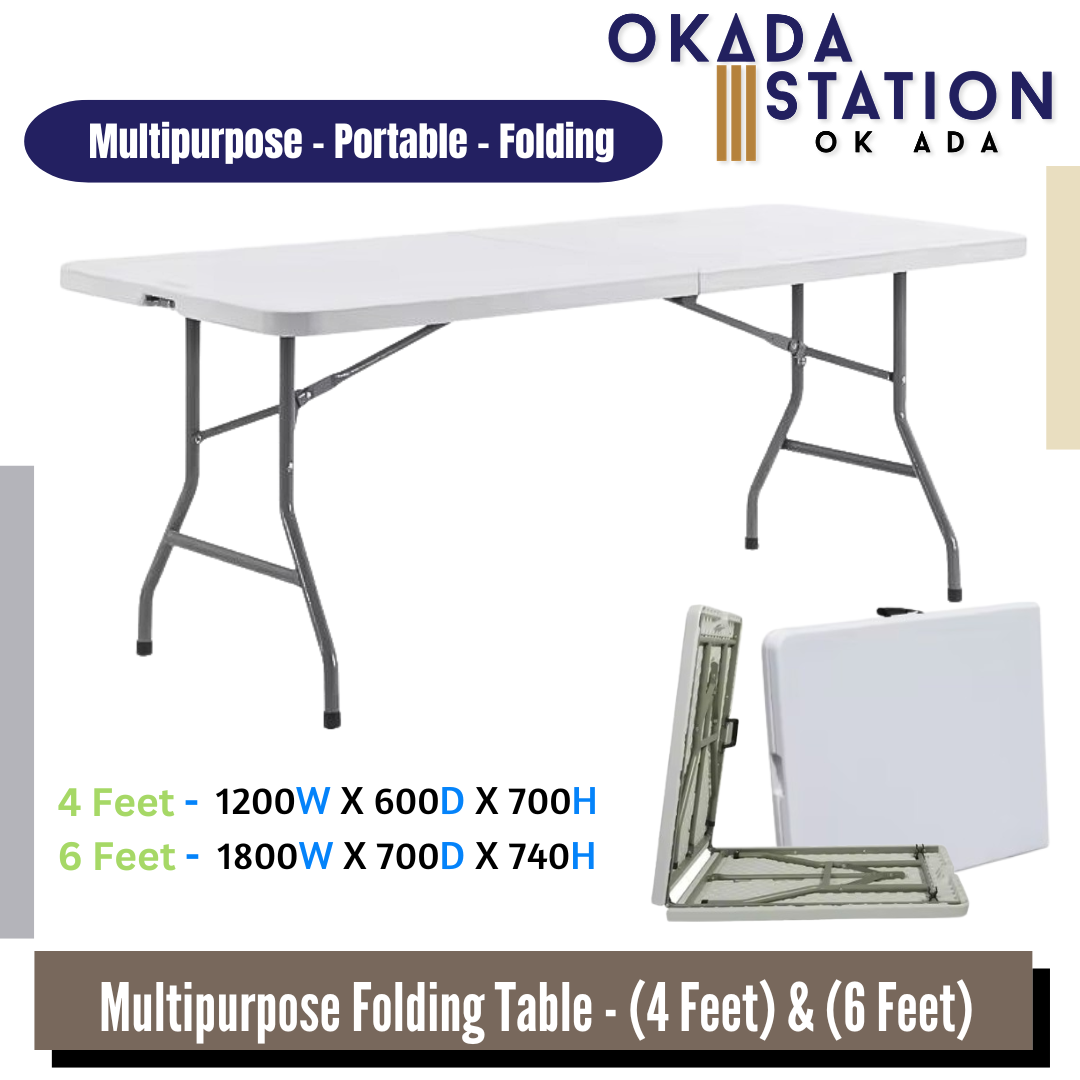 Multipurpose Portable Folding Table - All Size / Multipurpose Desk / Portable Table / Folding Table / Banquet Table / Buffet Folding Table / Convenient for collection / 4 ft / 6ft