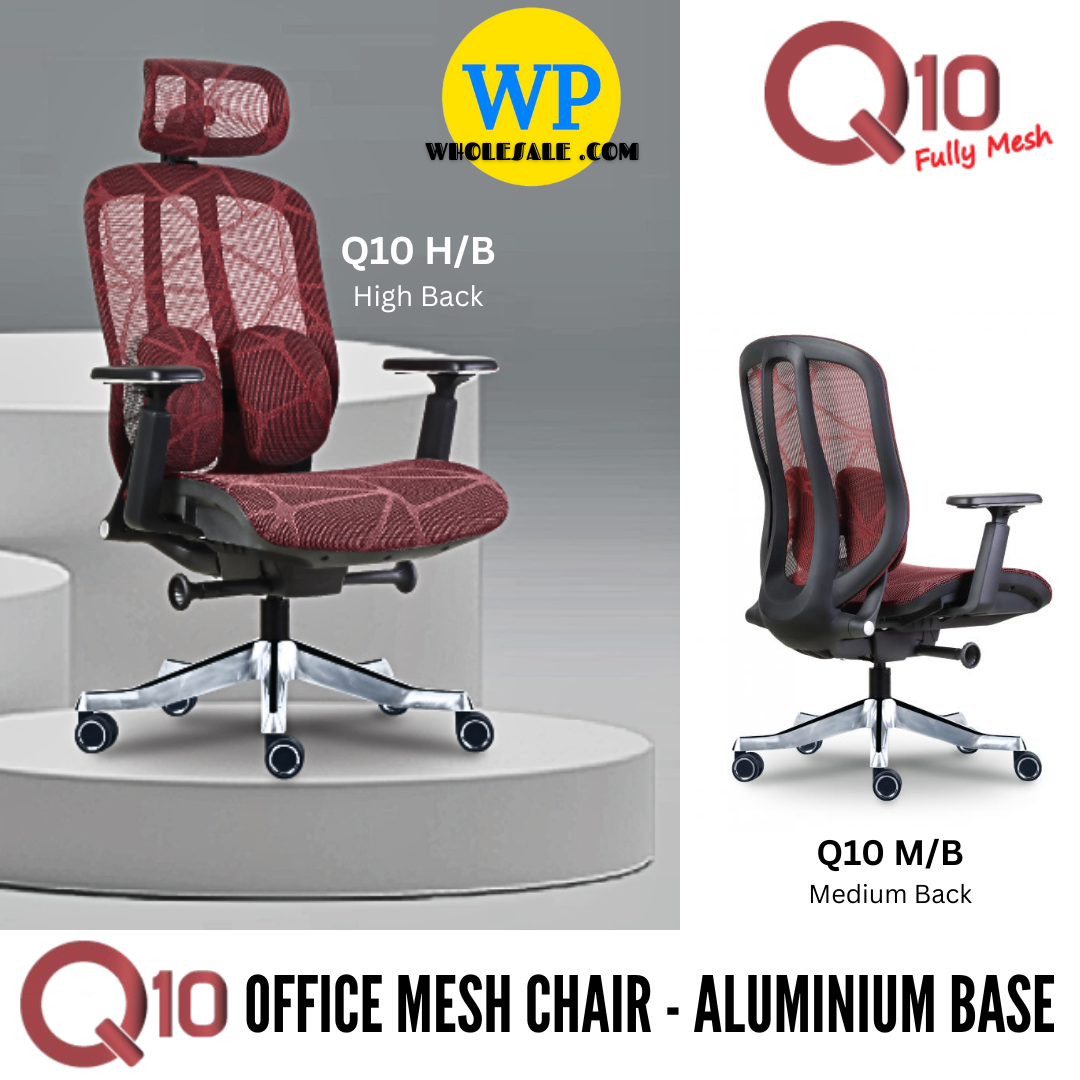 CLASSIC CHAIR Q10 ERGONOMIC OFFICE MESH CHAIR - ALL SIZE / MESH SERIES / OFFICE CONFERENCE CHAIR / OFFICE SWIVEL CHAIR / EXECUTIVE CHAIR / DIRECTOR CHAIR / MESH CHAIR / OFFICE CHAIR / ALUMINIUM BASE / Q10
