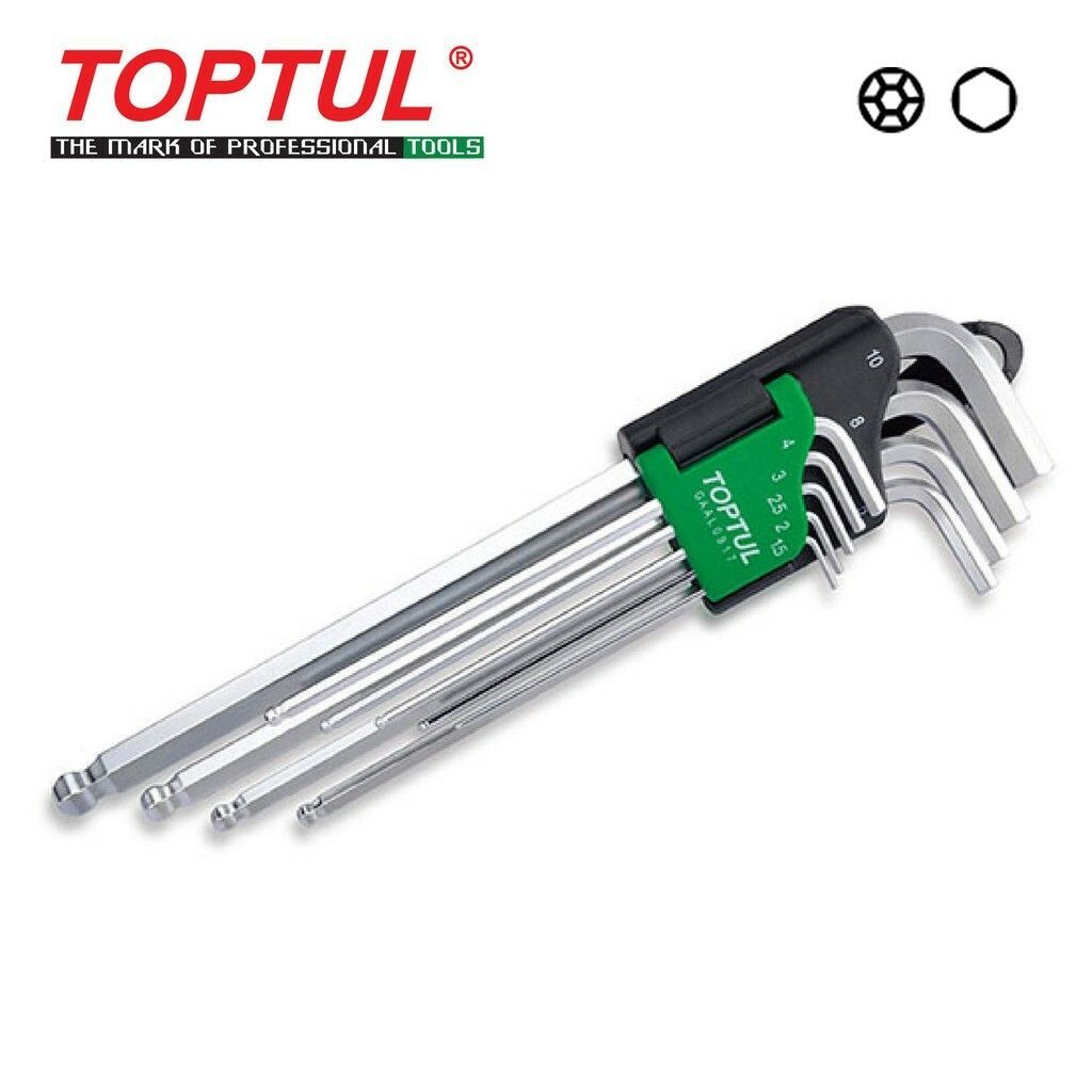 TOPTUL 9PCS EXTRA LONG TYPE BALL POINT HEX KEY WRENCH SET GAAL0917