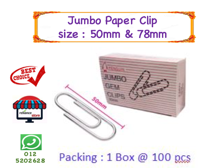 Jumbo Penguin Paper Clip / Klip Kertas - Jumbo Penguin / Klip Kertas Besar # Pilihan Saiz : 50mm & 78mm # RP0446 ( KTT : 1 x Kotak Kecil @ 100 pcs )