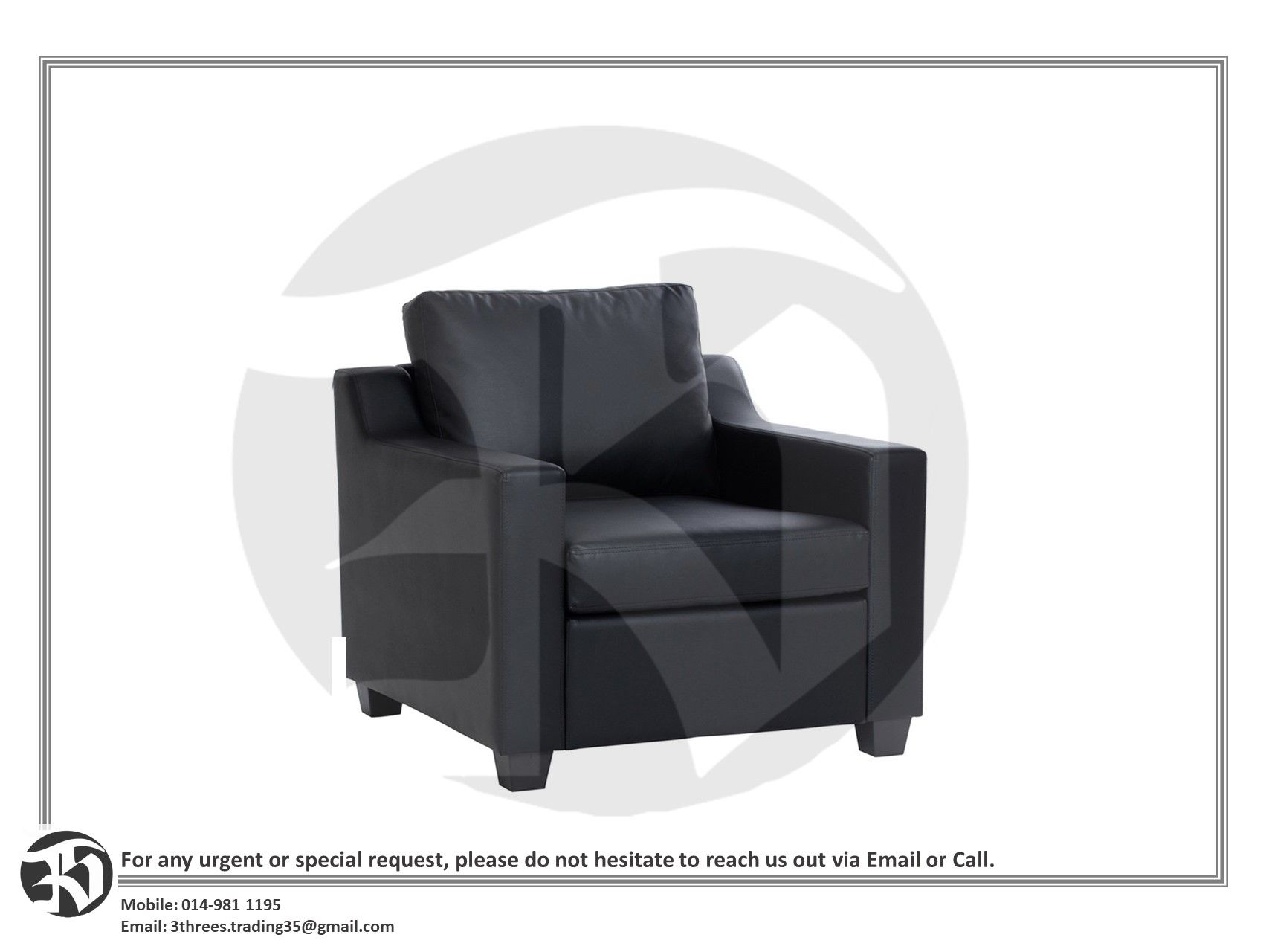 Single Seater Sofa / Office Sofa / Hotel Lobby Sofa (W80 x D83 x H80 cm)