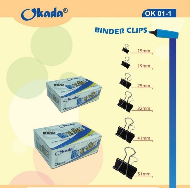 BINDER CLIP -ALL - (12'S / BOX )/BINDER CLIP/ DOUBLE CLIP/ # (15mm) #(19mm)#(25mm)#(32mm)#(41mm)#(51mm)