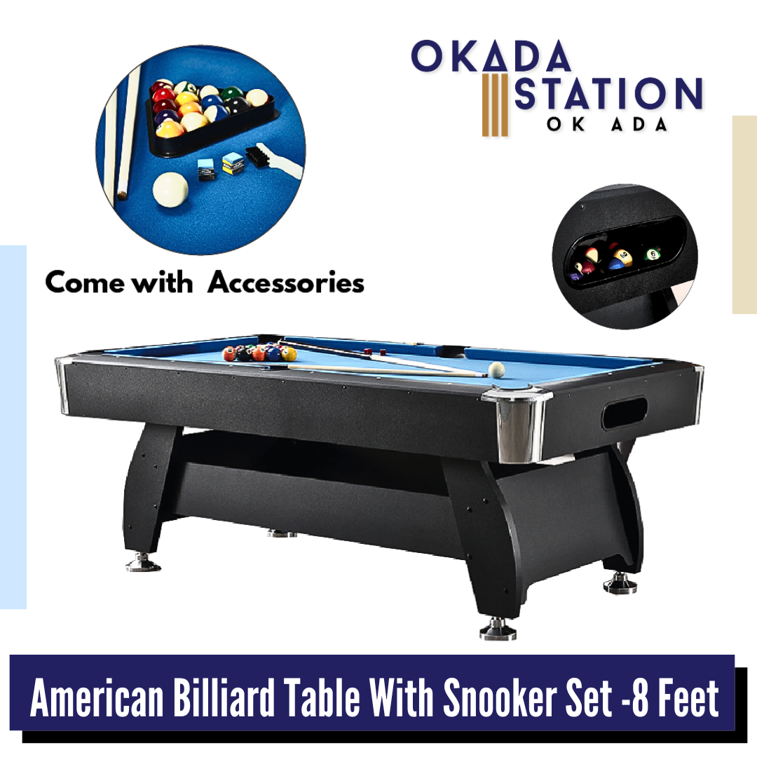 Okada American Billiard Table With Snooker Full Set -8 Feet / Pool Table / American Billiard Table / American Pool Table / Snooker Games Table / Billiard Table / Pool Table With Accessories
