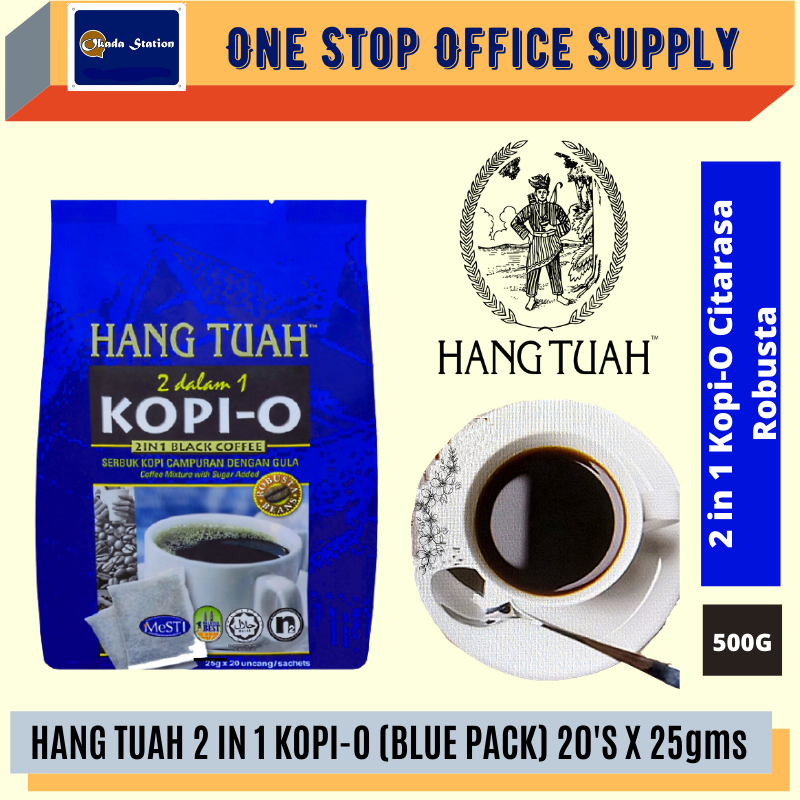Hang Tuah Kopi O 2in1 Black Coffee Mixture With Sugar Blue 20 x 25g /Hang Tuah /Kopi O /Black Coffee /Hang Tuah Black Coffee Mixture With Sugar /2 In 1 Kopi O