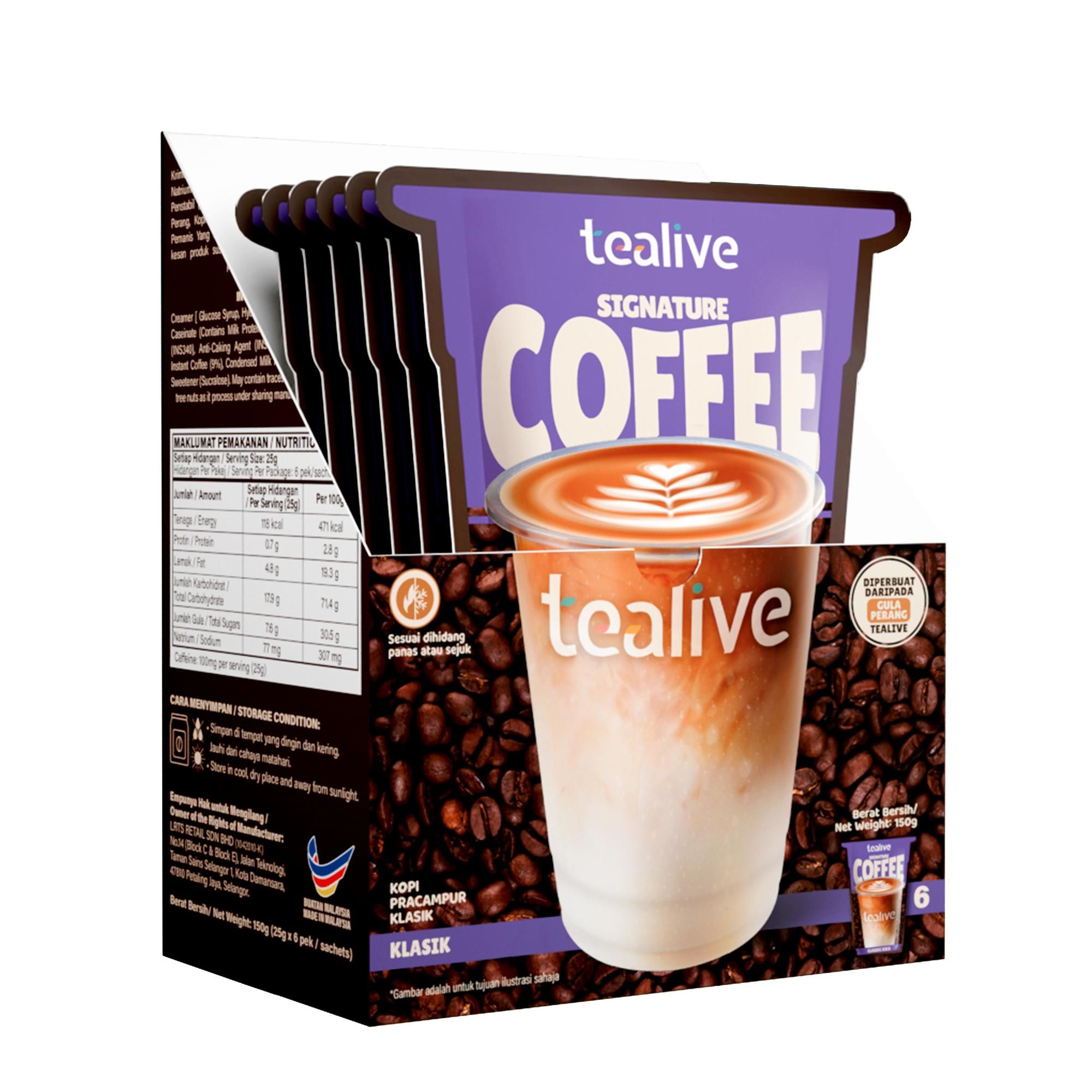 Tealive Signature Coffee 6s/25g 24 Box x 150g