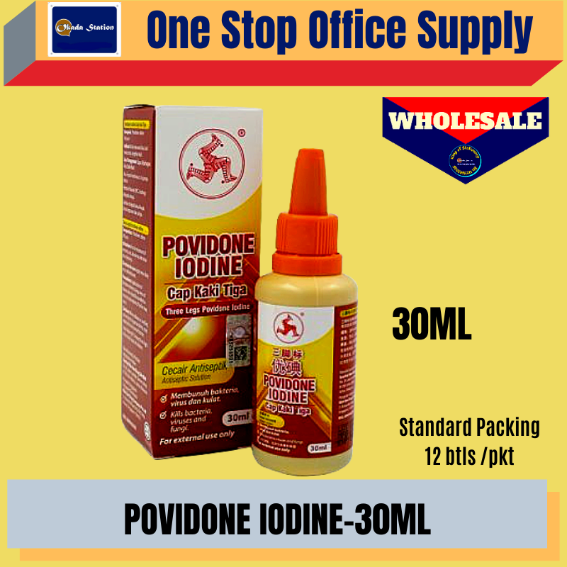 POVIDONE IODINE 30ML-CAP TIGA KAKI/POVIDONE