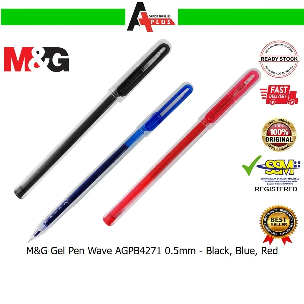 M&G Gel Pen Wave AGPB4271 0.5mm / Pen Dakwat Gel - Black, Blue, Red