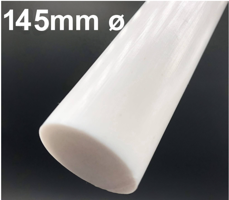 PTFE ROD 145MM DIAMETER WHITE COLOR BUSH ROUND BAR
