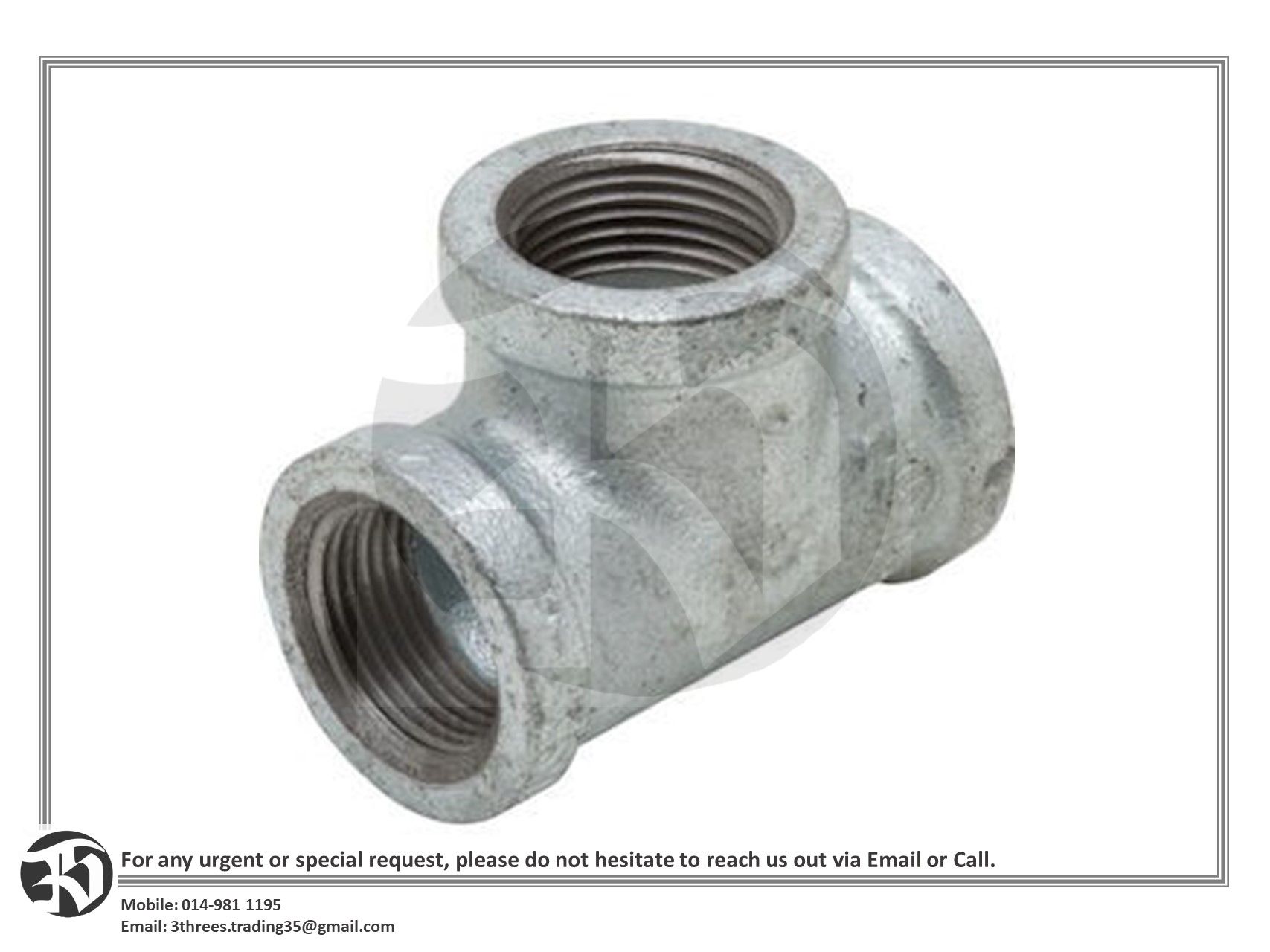 Galvanized Iron (GI) Equal Tee 32mm / 1 1/4"