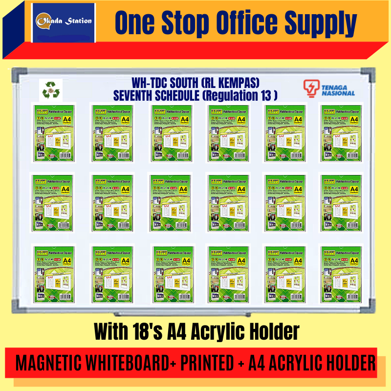 OKADA MAGNETIC WHITEBOARD + PRINTED WORDING + A4 ACRYLIC HOLDER / MAGNETIC WHITEBOARD / A4 ACRYLIC HOLDER