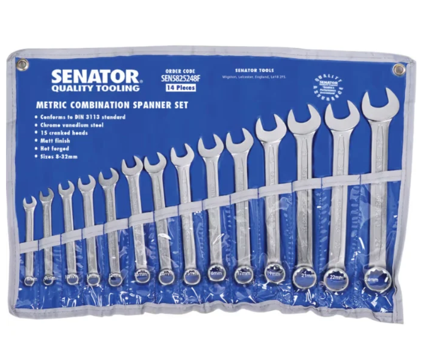 8-24mm CHROME VANADIUMCOMBINATION SPANNER SET (14-PC)