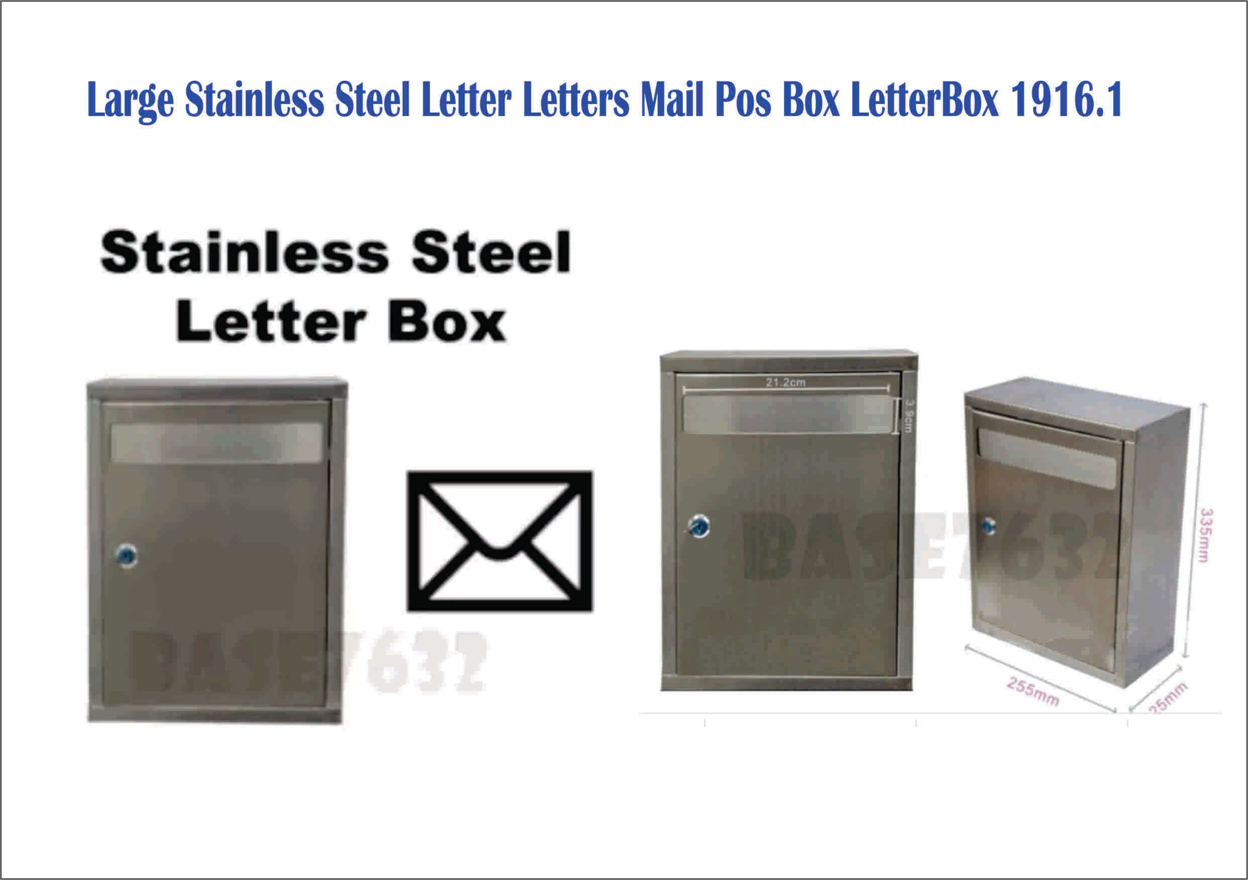 Ocha Large Stainless Steel Letter Letters Mail Pos Box LetterBox 1916.1