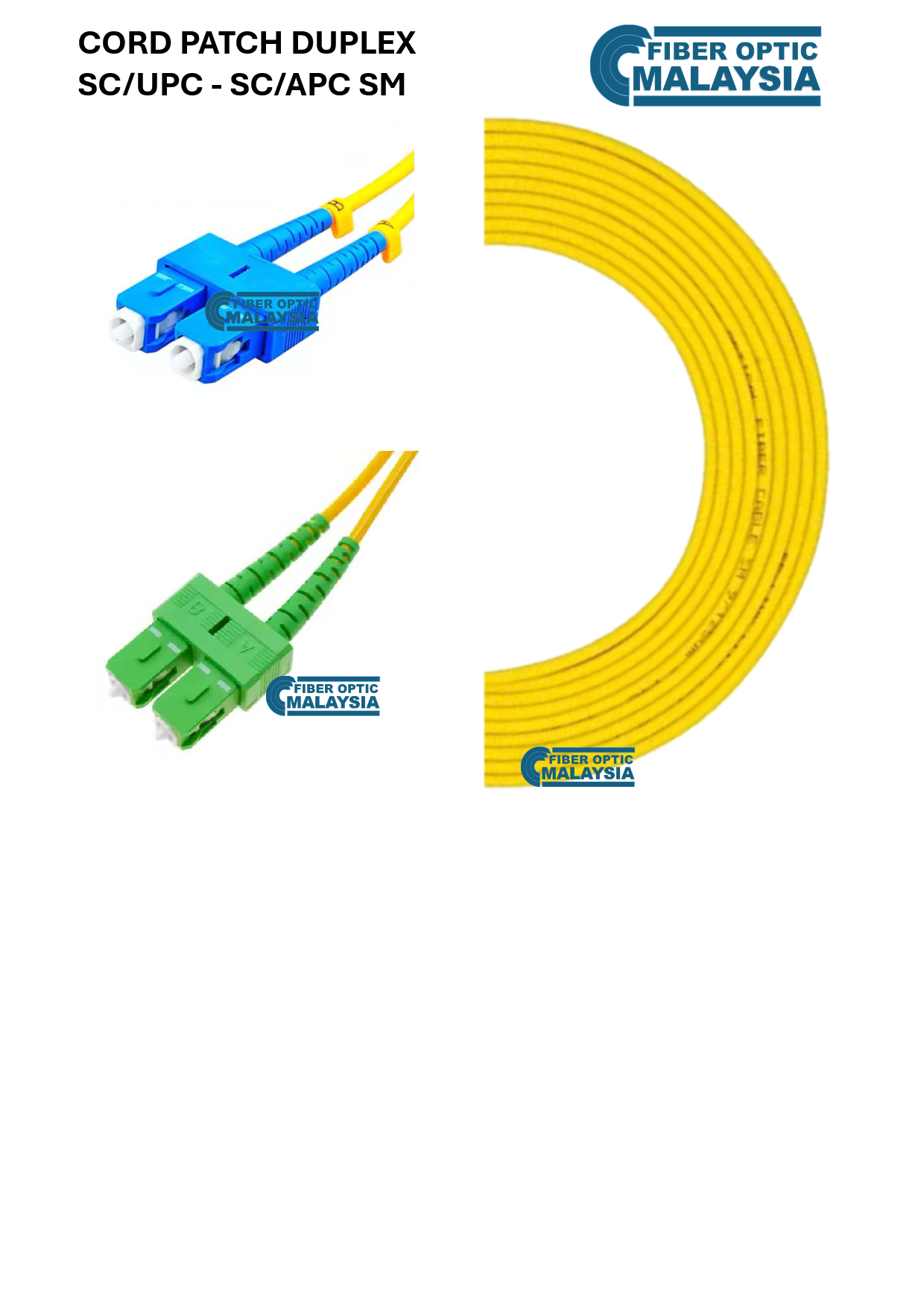 FIBER CORD PATCH SC/UPC SC/APC SM 5M DUPLEX PATCHCORD