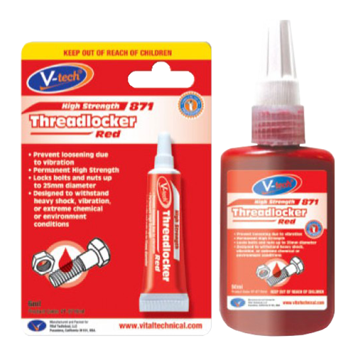 V-Tech VT-871-6 High Strength Threadlocker Red 6ml