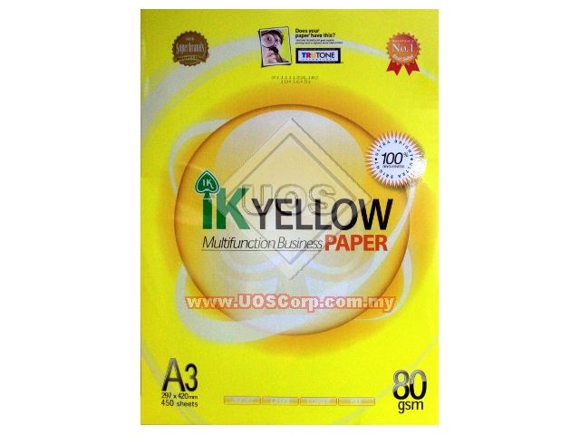 IK Yellow (Indah Kiat) A3 paper 80 gsm 500 Sheets