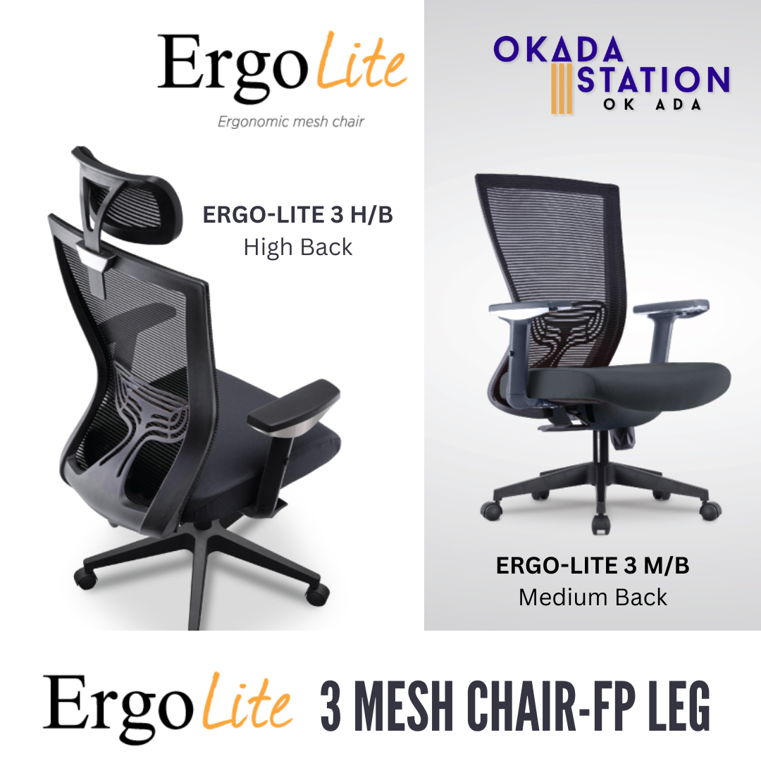 ERGO-LITE 2 ERGONOMIC MESH CHAIR - ALL SIZE / MESH SERIES / OFFICE CONFERENCE CHAIR / OFFICE SWIVEL CHAIR / ERGONOMIC CHAIR / EXECUTIVE CHAIR / DIRECTOR CHAIR / OFFICE CHAIR / MESH CHAIR / FP BASE / ERGO-LITE 2