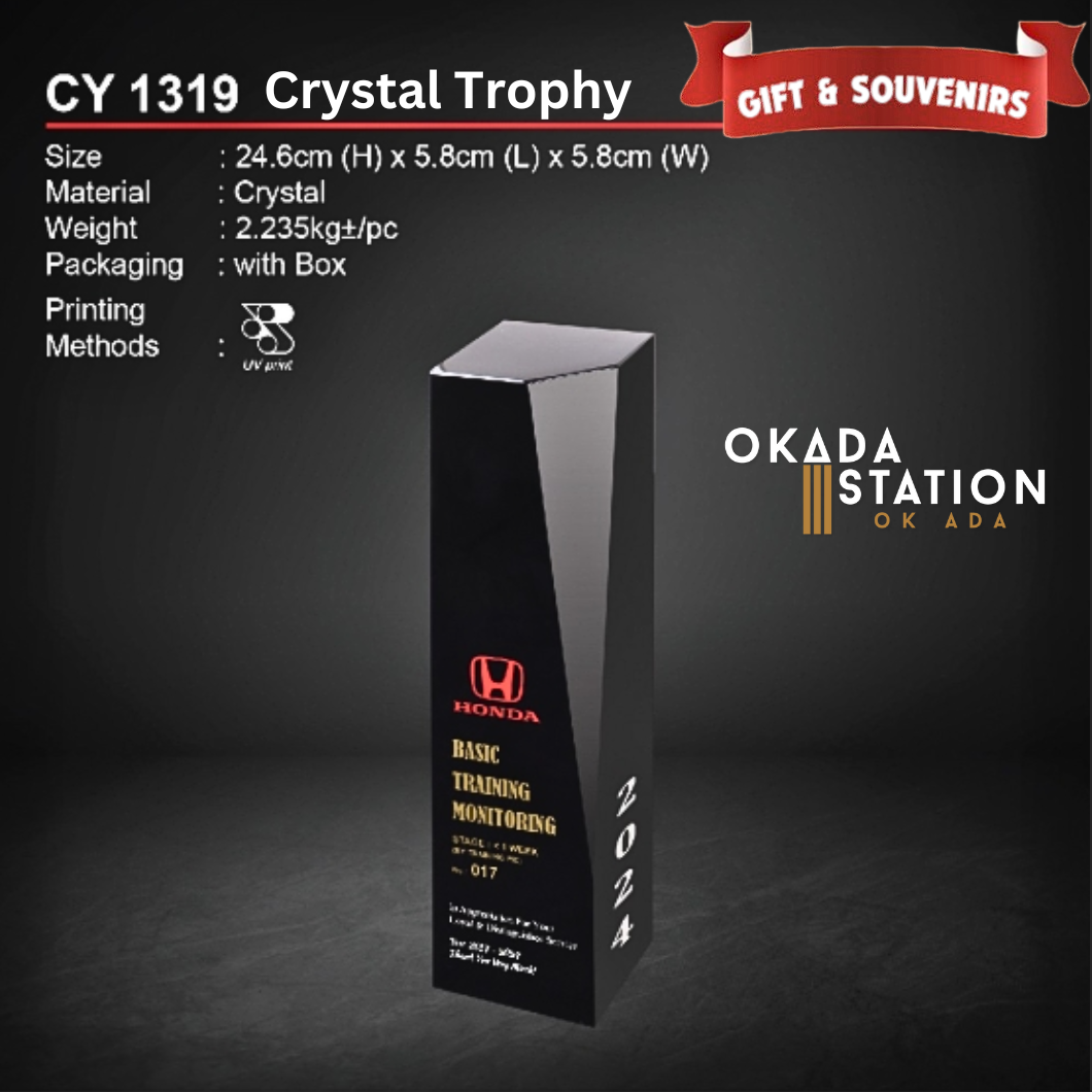 GIFT & SOUVENIRS: CY 1319 CRYSTAL TROPHY WITH PRINTING / CRYSTAL AWARD / AWARD TROPHY / CRYSTAL / TROPHY / AWARD / CY 1319 / 2.235KG