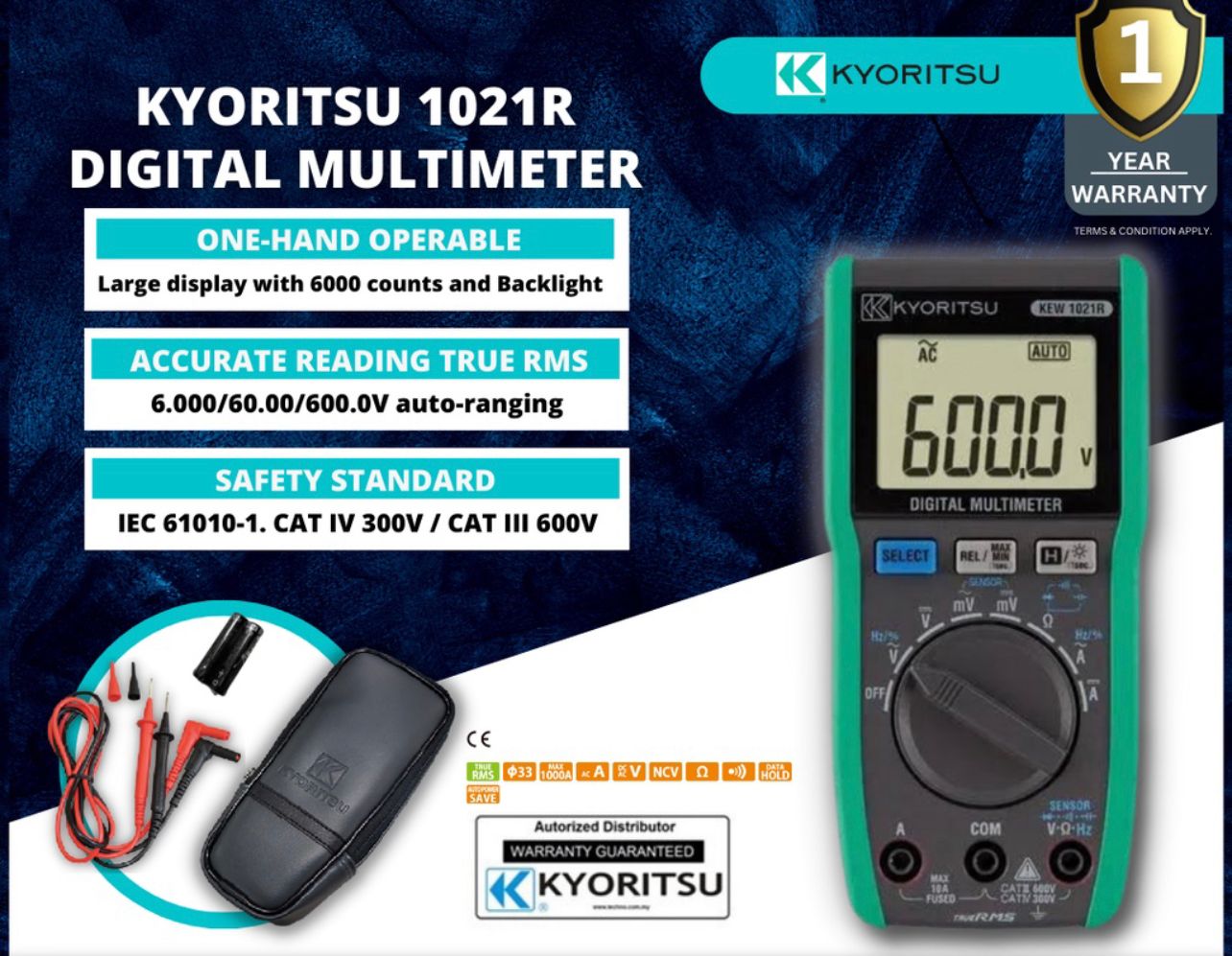 KYORITSU 1021R Digital Multimeter -100% New & Original