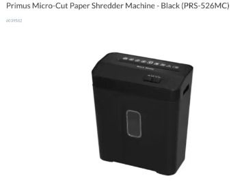 Primus Micro-Cut Paper Shredder Machine – Black (PRS-526MC)