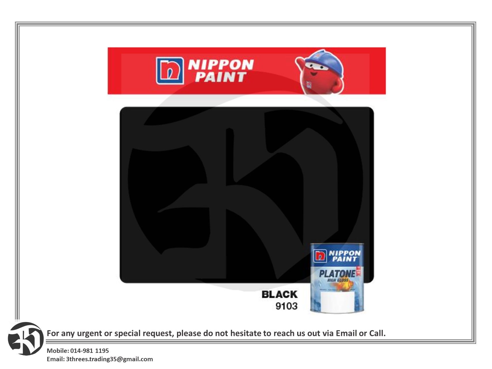 Nippon Paint Platone High Gloss Black 1L/5L