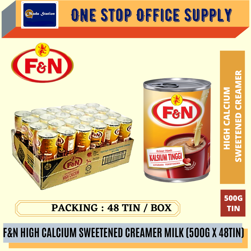 F&N HIGH CALCIUM SWEETENED CREAMER -500G X 48'S (CARTON) / SUSU PEKAT / MILK / SUSU