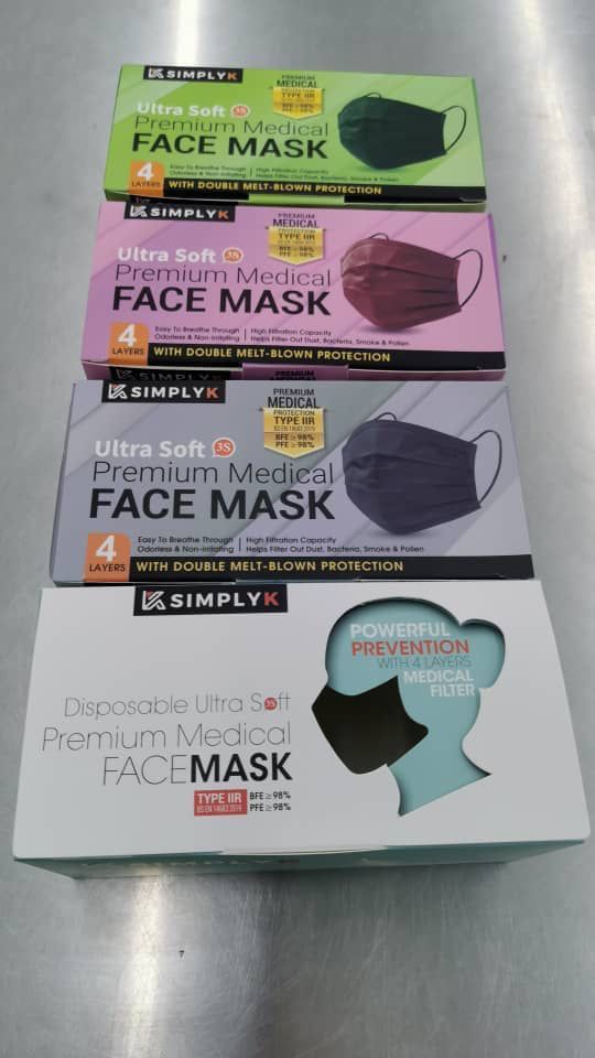 SimplyK Face Mask New Refreshing Colour 4ply Medical