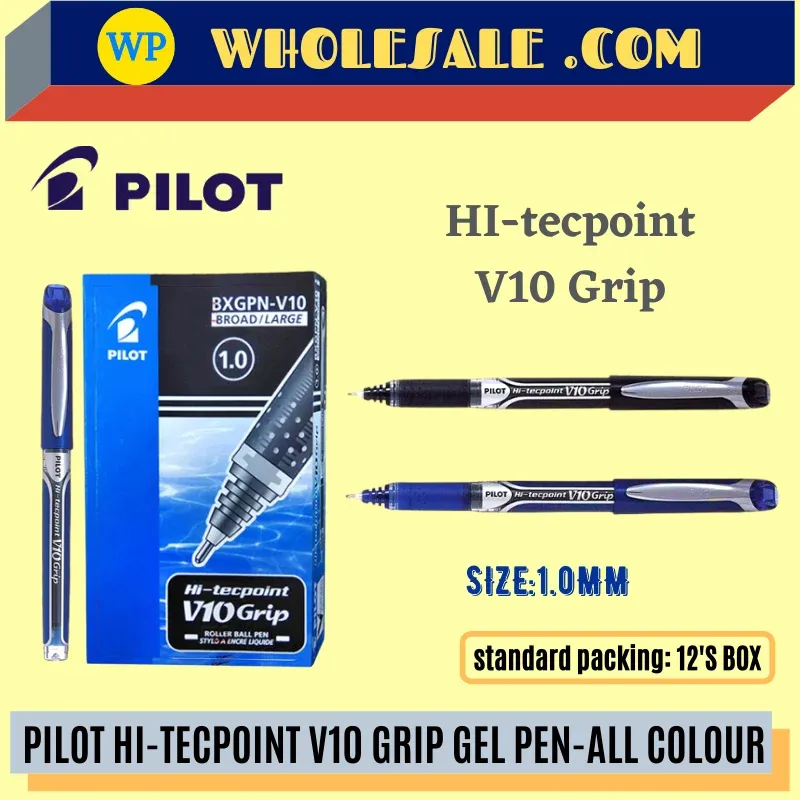 PILOT HI-TECPOINT V10 GRIP GEL PEN-BLACK / Pilot / Pilot Gel Pen / Pilot Black Pen / Pilot V10 / Pilot Hi-Tecpoint V10 Grip Gel Pen