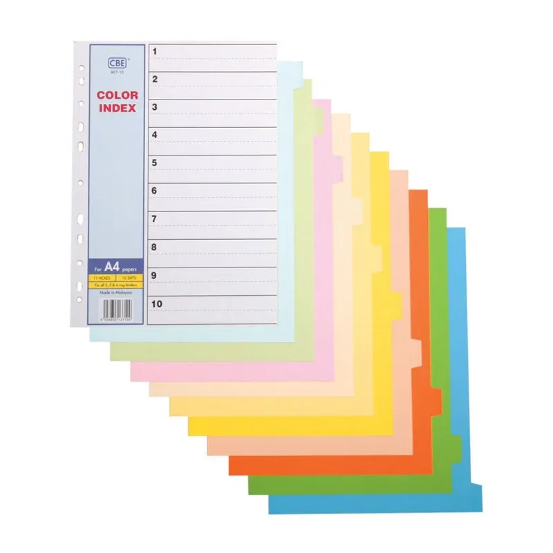 CBE COLOR A4 PAPER COLOR INDEX DIVIDERS