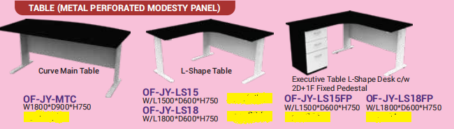 OFIS JAY SERIES TABLE (METAL PERFORATED MODESTY PANEL)