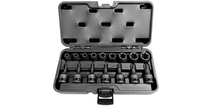EXT/INT TORX IMPACT SOCKET SET1/2" SQUARE DRIVE 16PC