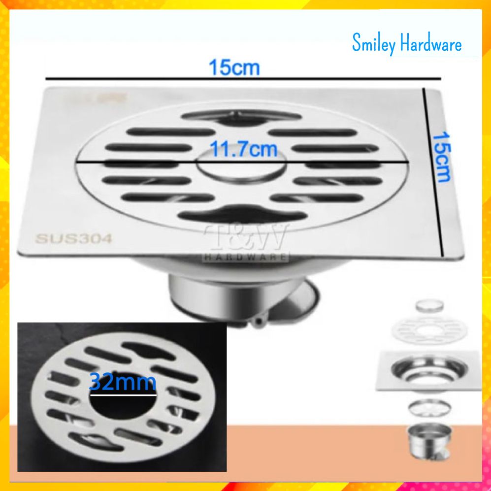 Dual Use 15cm Stainless Steel Floor Trap Grating Trap Upgraded Circular Floor Drain Washing Machine Drain Hose Floor