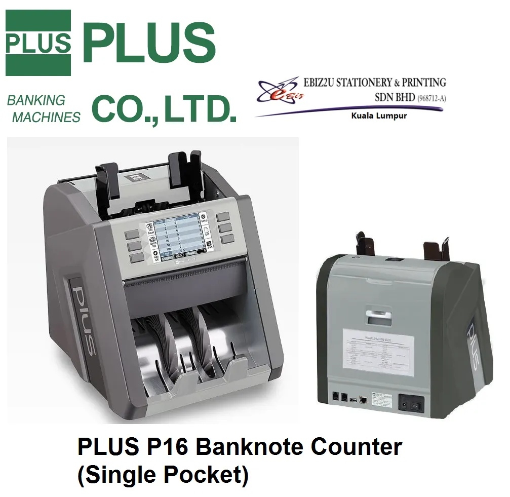 PLUS P16 Banknote Counter (Single Pocket) Plus P16 One Pocket Currency Counting Machine (note counter machine, Banknote Counter, Bill Counter, Money Counting Machine, Money Notes Counter, Money counter Machine, Cash Machine)