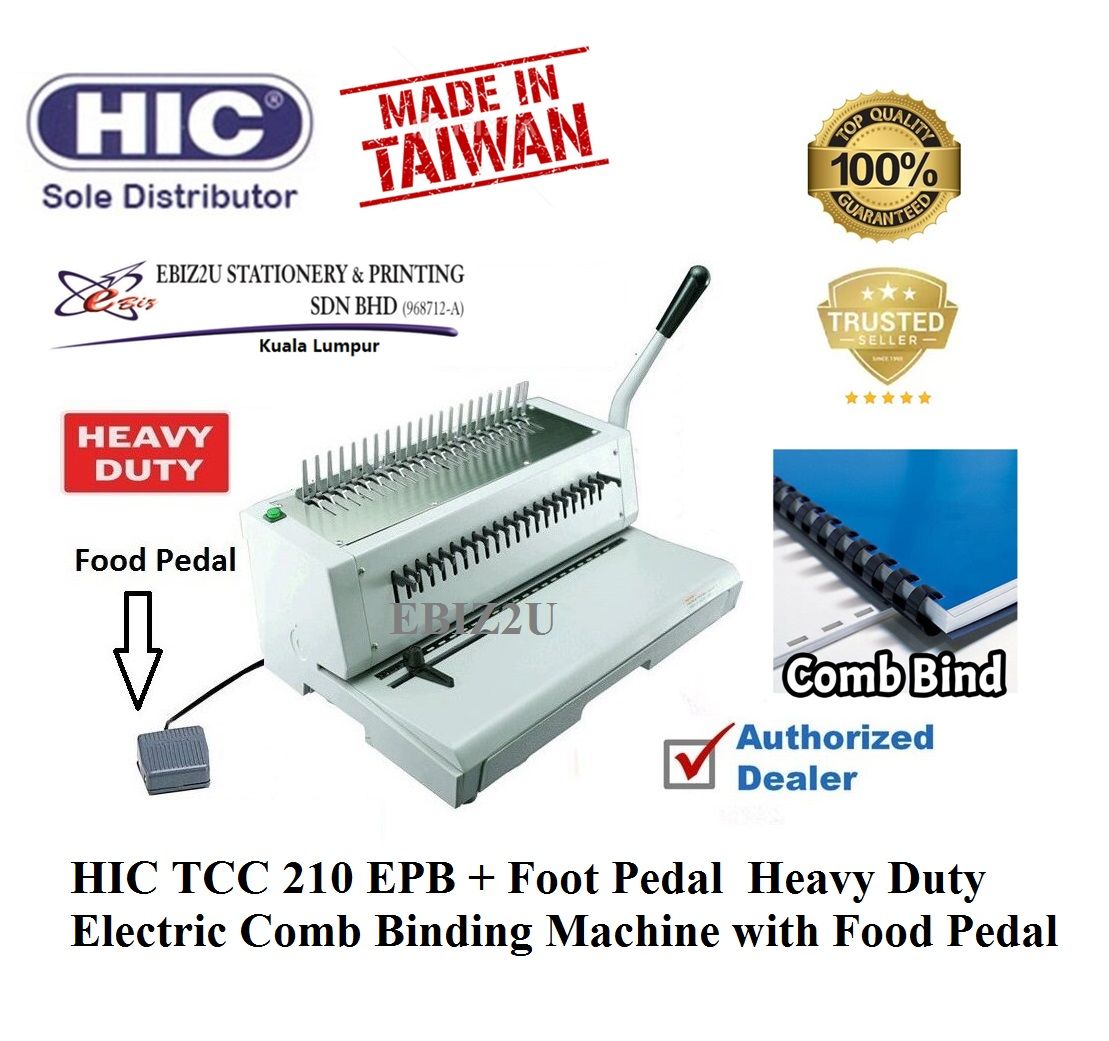 HIC TCC 210 EPB + Foot Pedal Heavy Duty Electric Comb Binding Machine with Food Pedal (electric binding machine, heavy duty binding machine, electric Comb binding machine best binding machine, electric binder, electric comb)