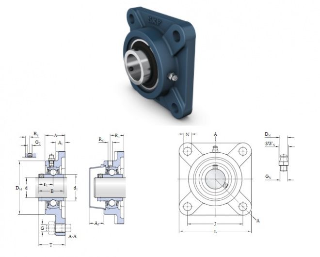 *SKF UCF 214 Square Flanged Unit