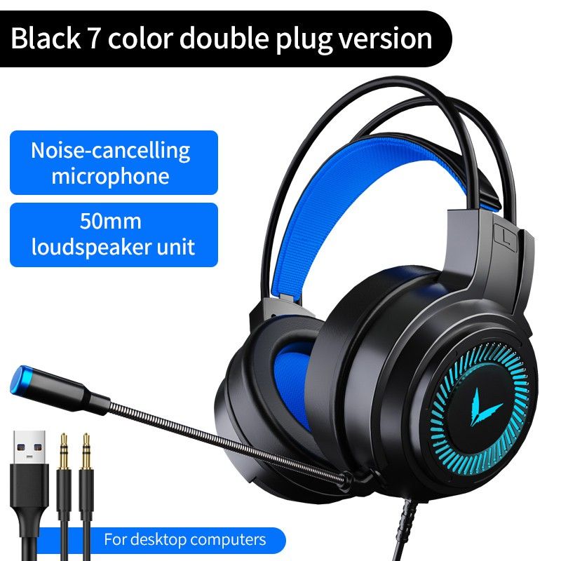 Gaming Headphones Surround Sound Stereo USB Wired Earphones With Original Microphone Colorful Light For PC Laptop PS5