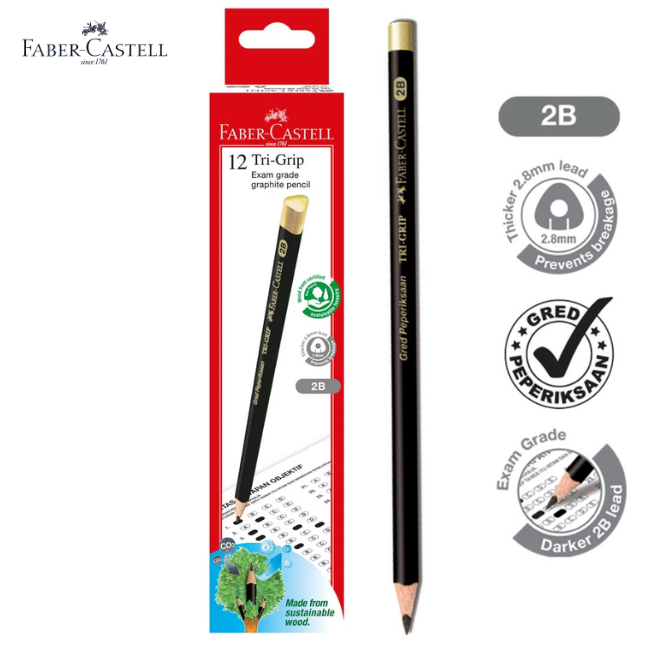 FABER-CASTELL EXAM SET & Tri-Grip 2B Gold 311802 1bx 12's PI-211140-KK