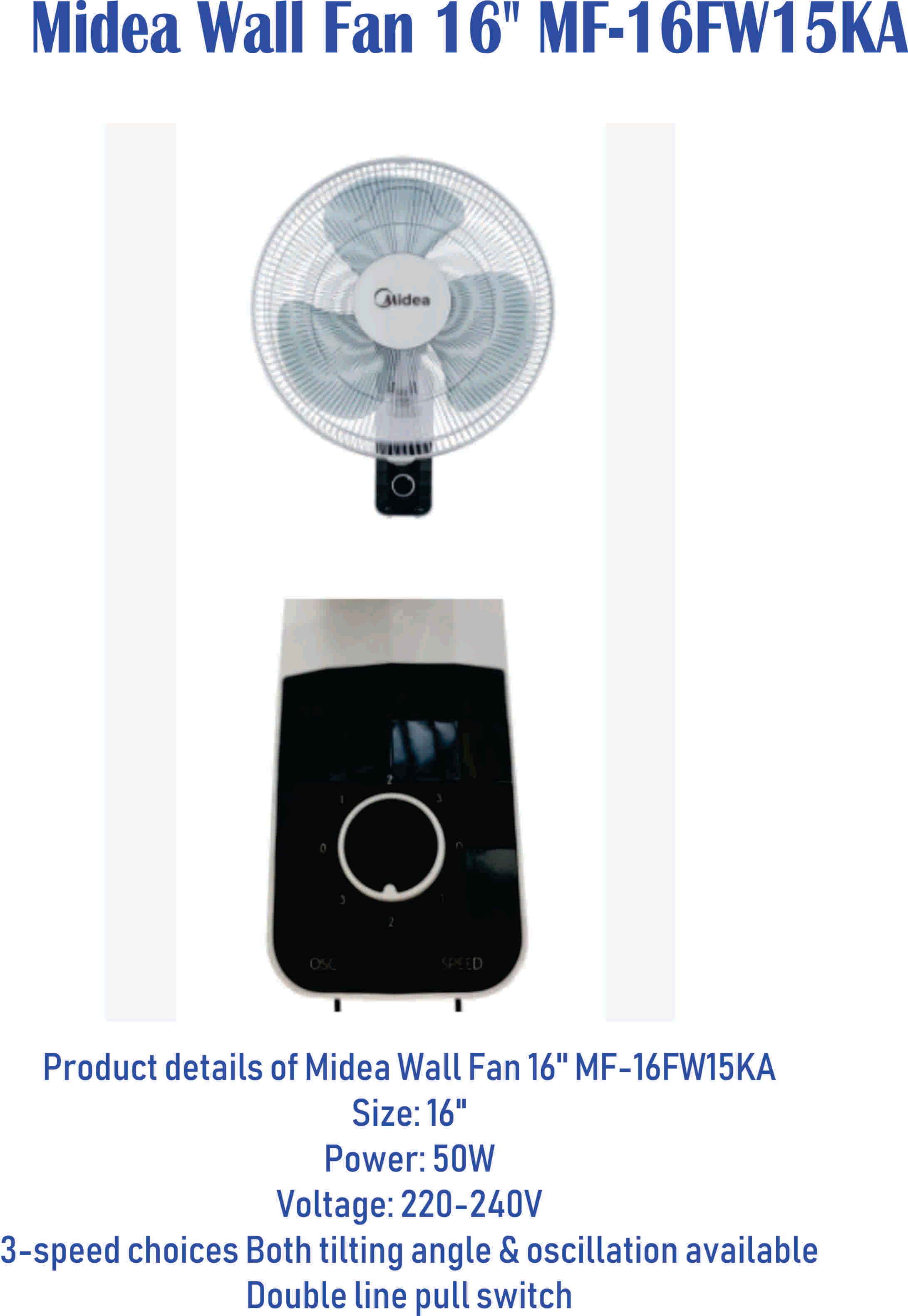 ocha Midea Wall Fan 16'' MF-16FW15KA