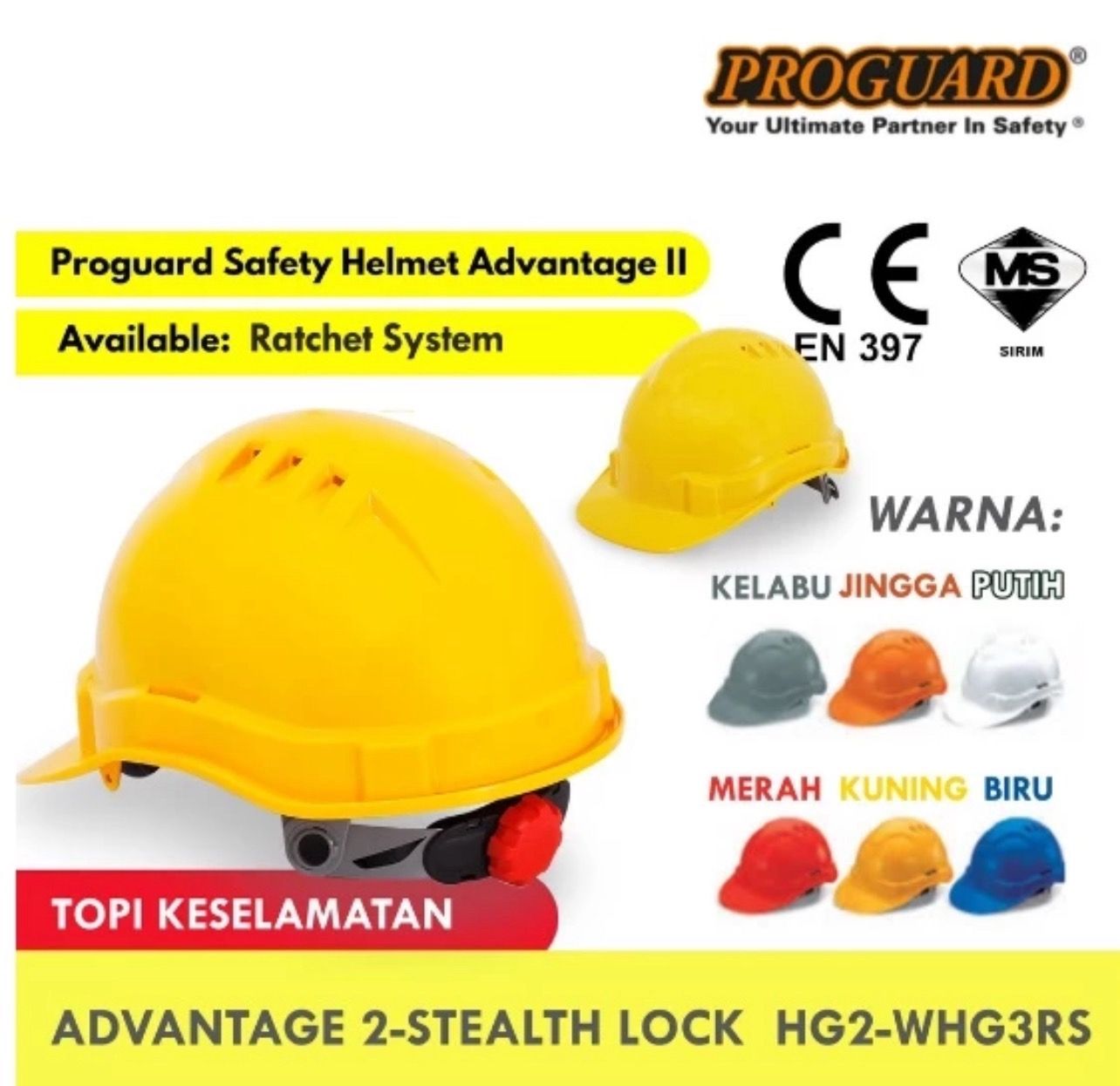 PROGUARD ADVANTAGE 2 SAFETY HELMET LIGHT WEIGHT TOPI KESELAMATAN (LOGO)