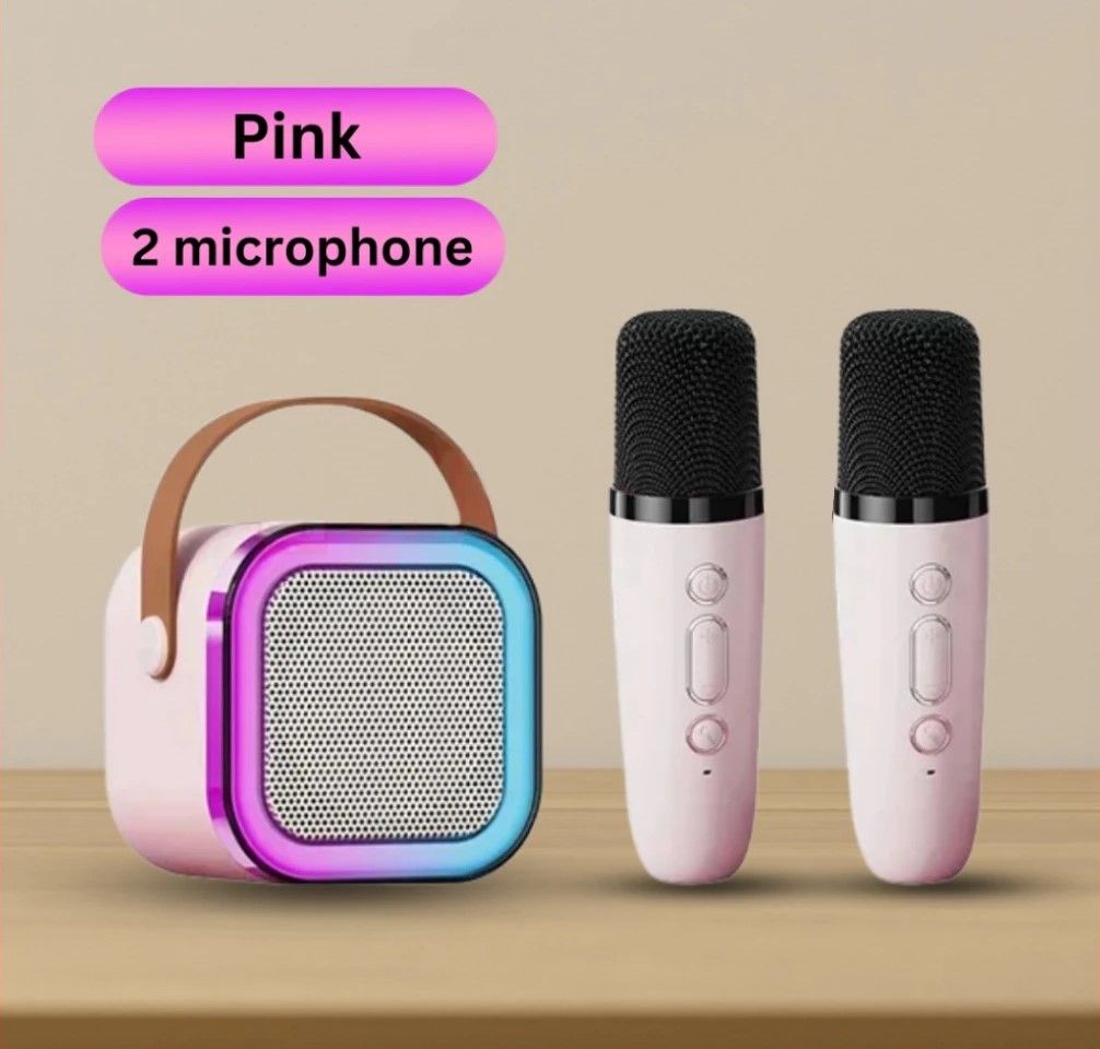 K12 (2 MIC) Wireless Karaoke Speaker Bluetooth Microphone Home KTV RGB Light Portable Recharge