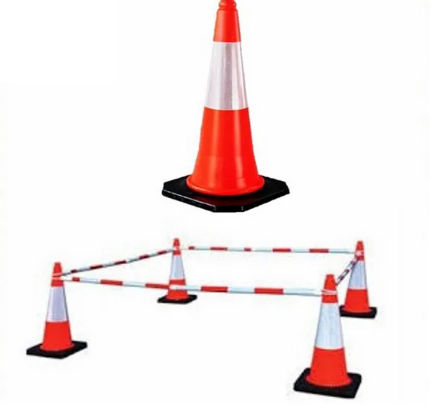 DOUBLE LINE / 30" PVC REFLECTIVE SIGNAL WARNING SAFETY CONE/ DOUBLE REFLECTIVE LINE TRAFFIC CONE KON KESELAMATAN