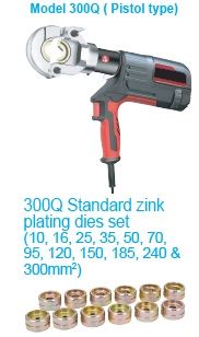 Temo Electric Hydraulic Crimping Tool Kits 300Q Pistol Type Standard Zink Plating Dies Set