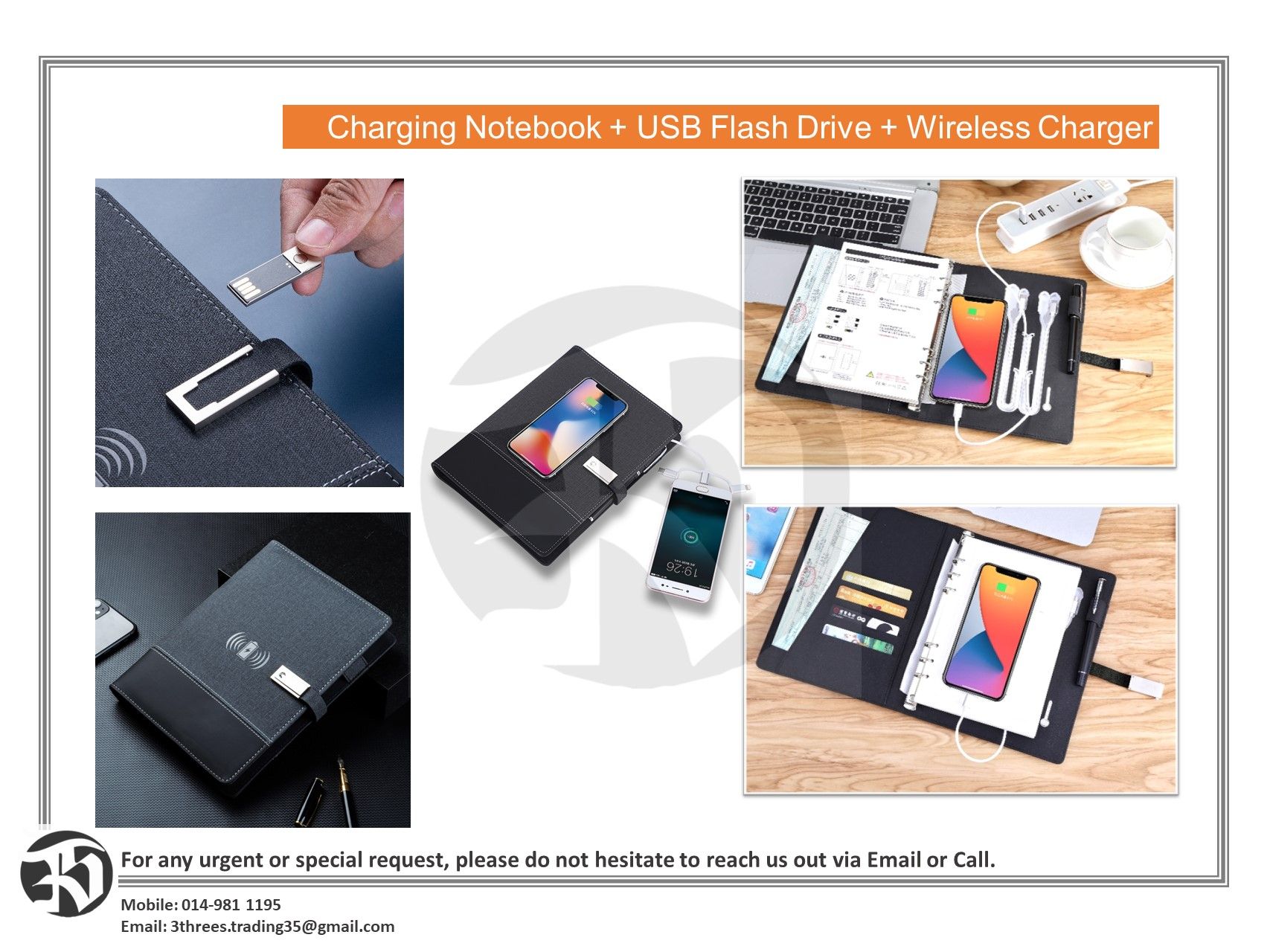 Charging Notebook( USB Flash Drive)With Wireless Charger