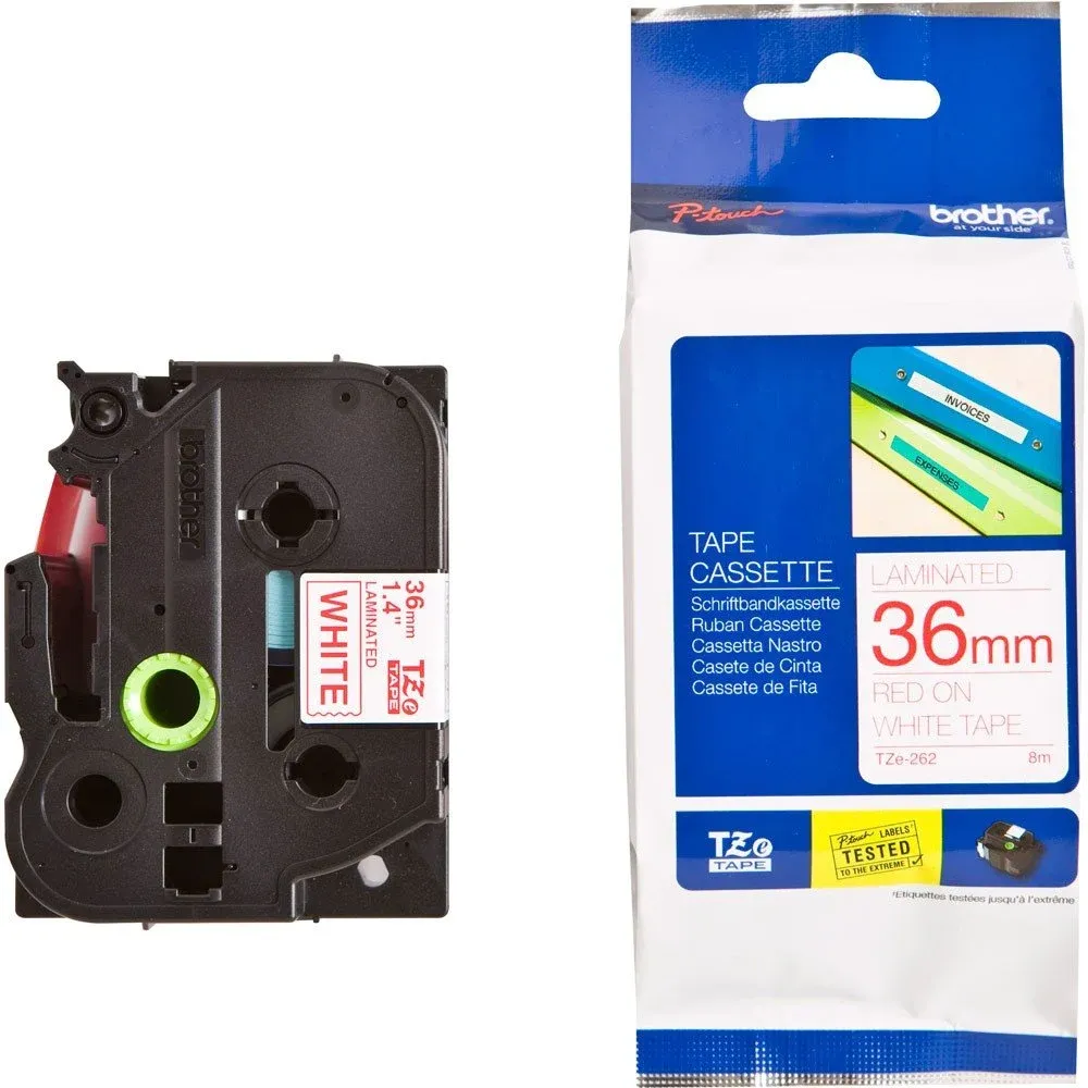 BROTHER 36MM TAPE (RED ON WHITE) 8M/ROLL