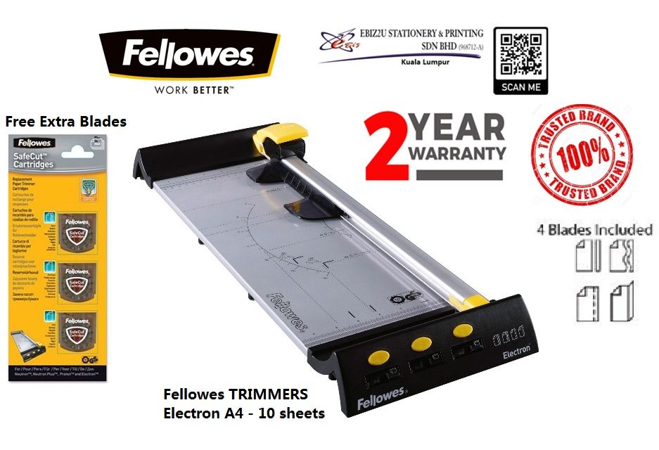Fellowes TRIMMERS Electron A4 - 10 sheets (Paper Cutter, Paper Trimmer, Rotary Trimmer, Heavy Duty Cutter, guillotine paper trimmer, A4 Paper cutter, A4 paper cutter)