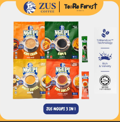 ZUS Ngupi® 3in1 Instant Coffee 13 Sticks White Coffee / Kopi Coklat/ Kopi O/ Kopi Cham